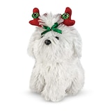 Décoration chiot bébête en peluche animé dansant, blanc, 8 po Front_Angled_Left