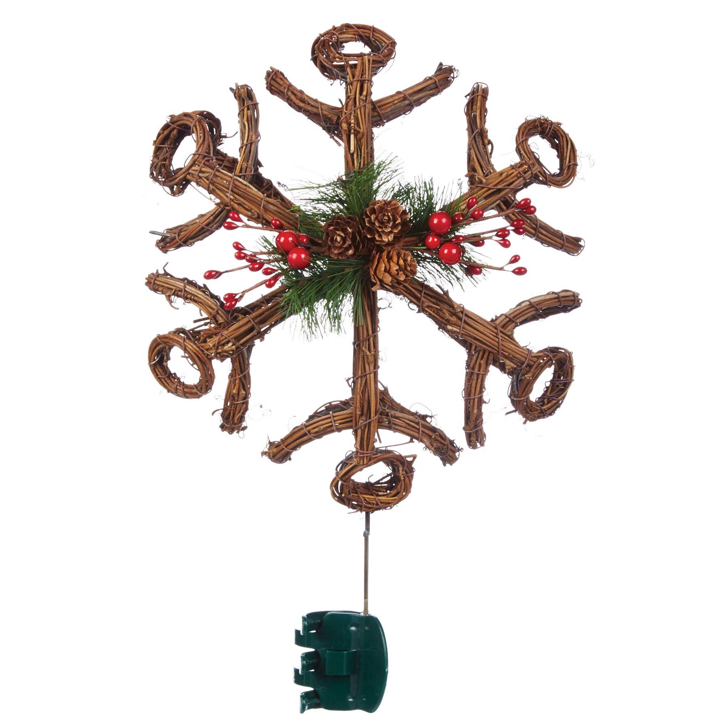 Holiday Collections Rattan Snowflake Tree Topper Front_Flat