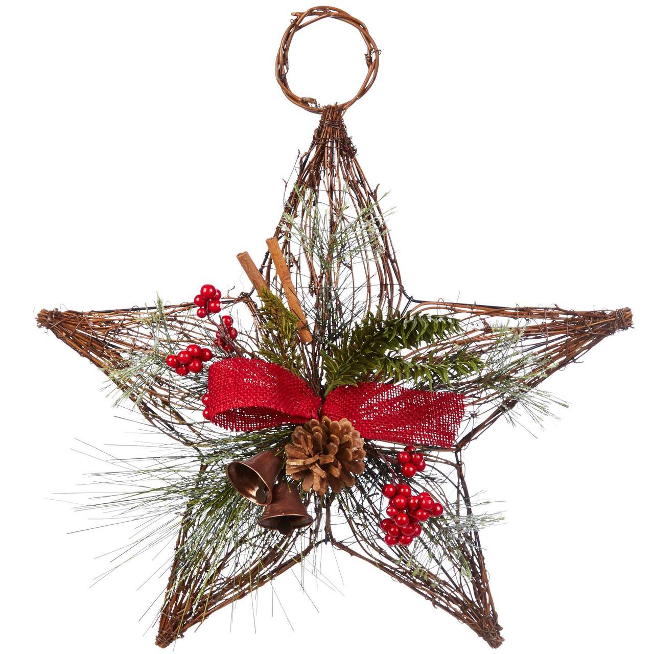 For Living Christmas Decoration Hanging Mistletoe, Green with Berries and  Red Ribbon, 5 1/2-in