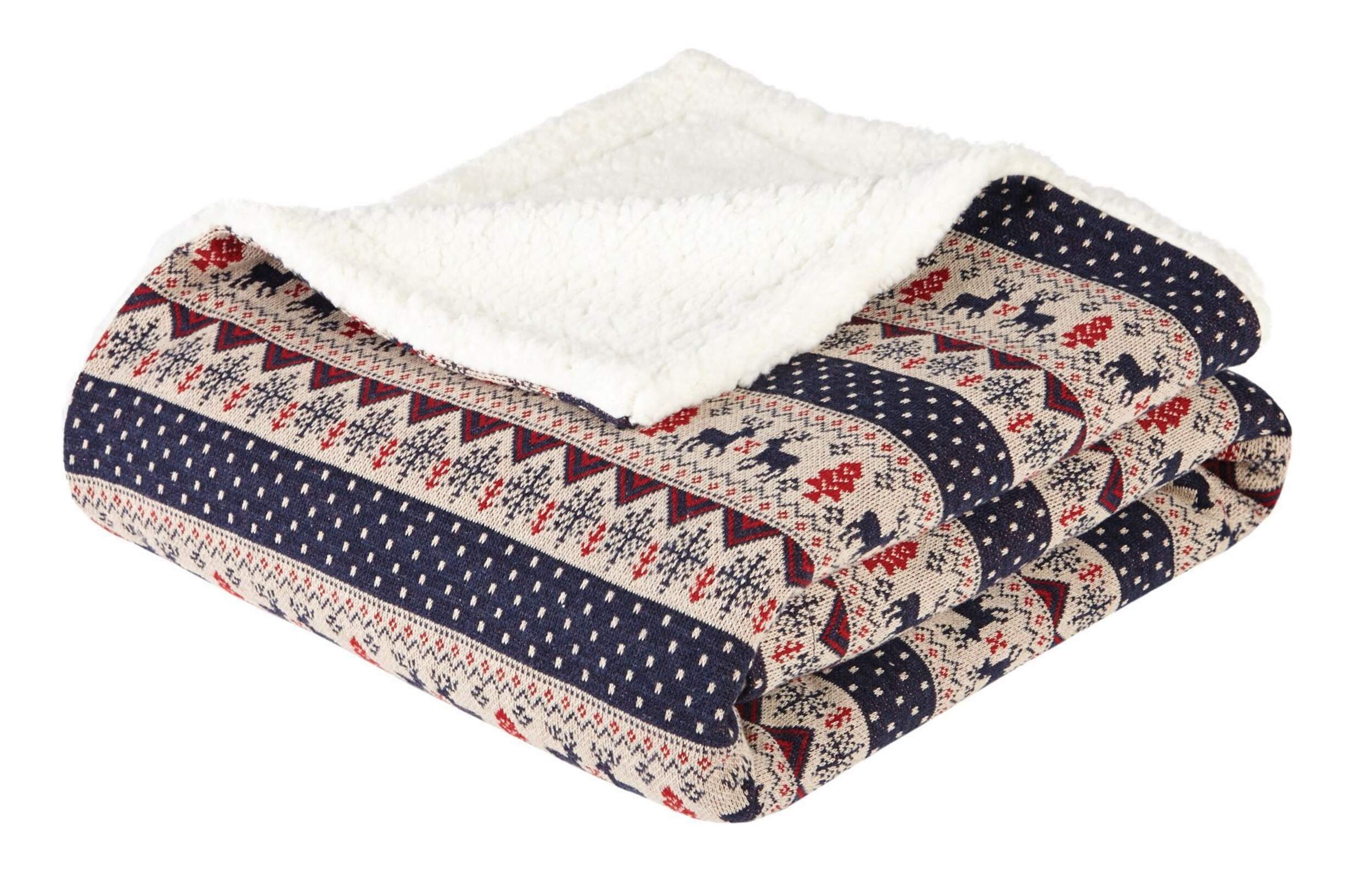 Village Print Sherpa Throw Blanket Composite_or_Mixed