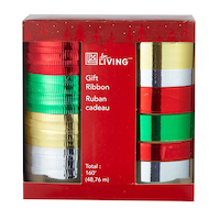 For Living Christmas Decoration Ribbons, Traditional Colours, 160-ft, 10-pk