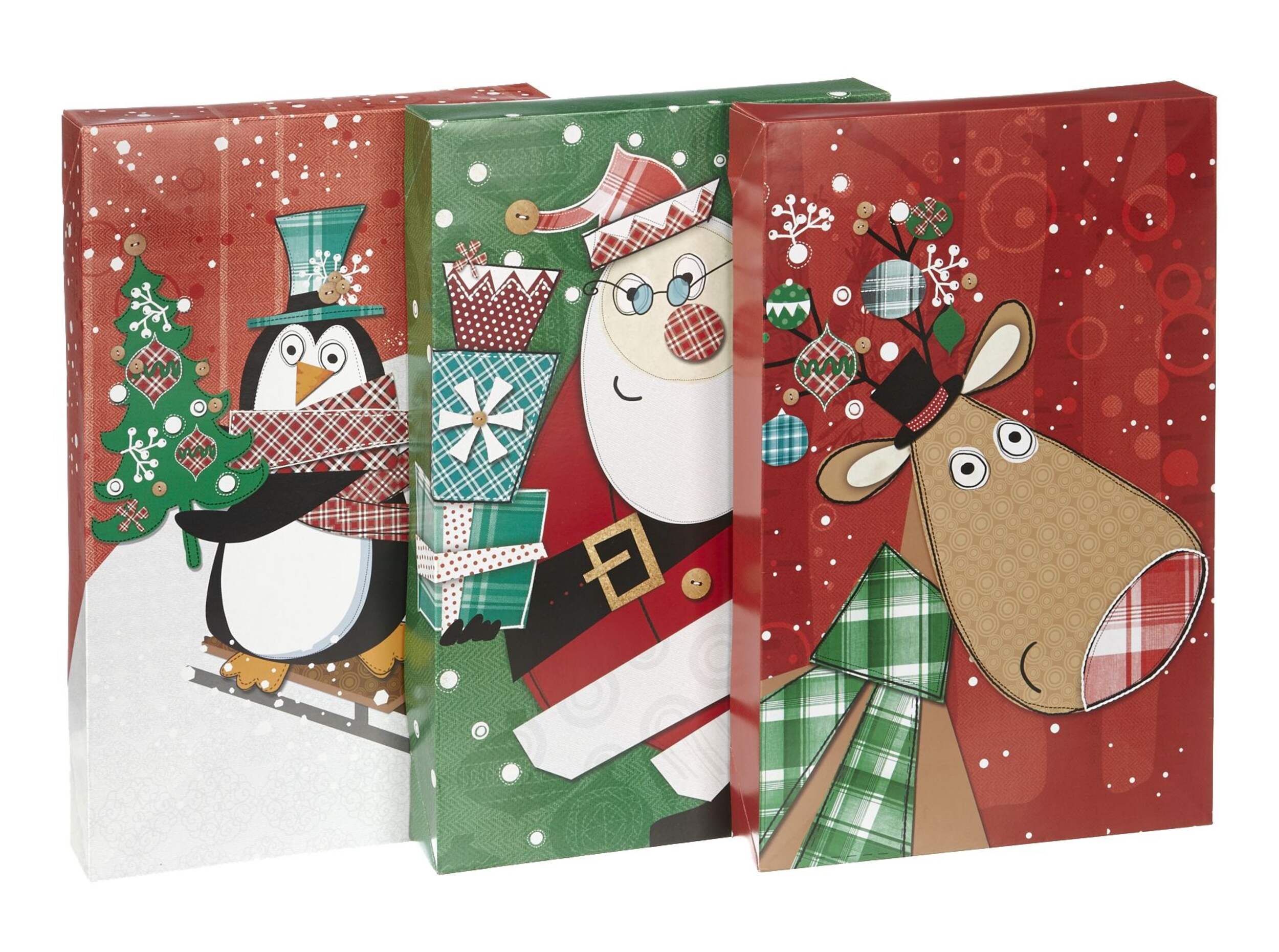 For Living Paper Foldable Christmas Decoration Gift Boxes, Assorted Styles, 3-pc Front_Angled_Right