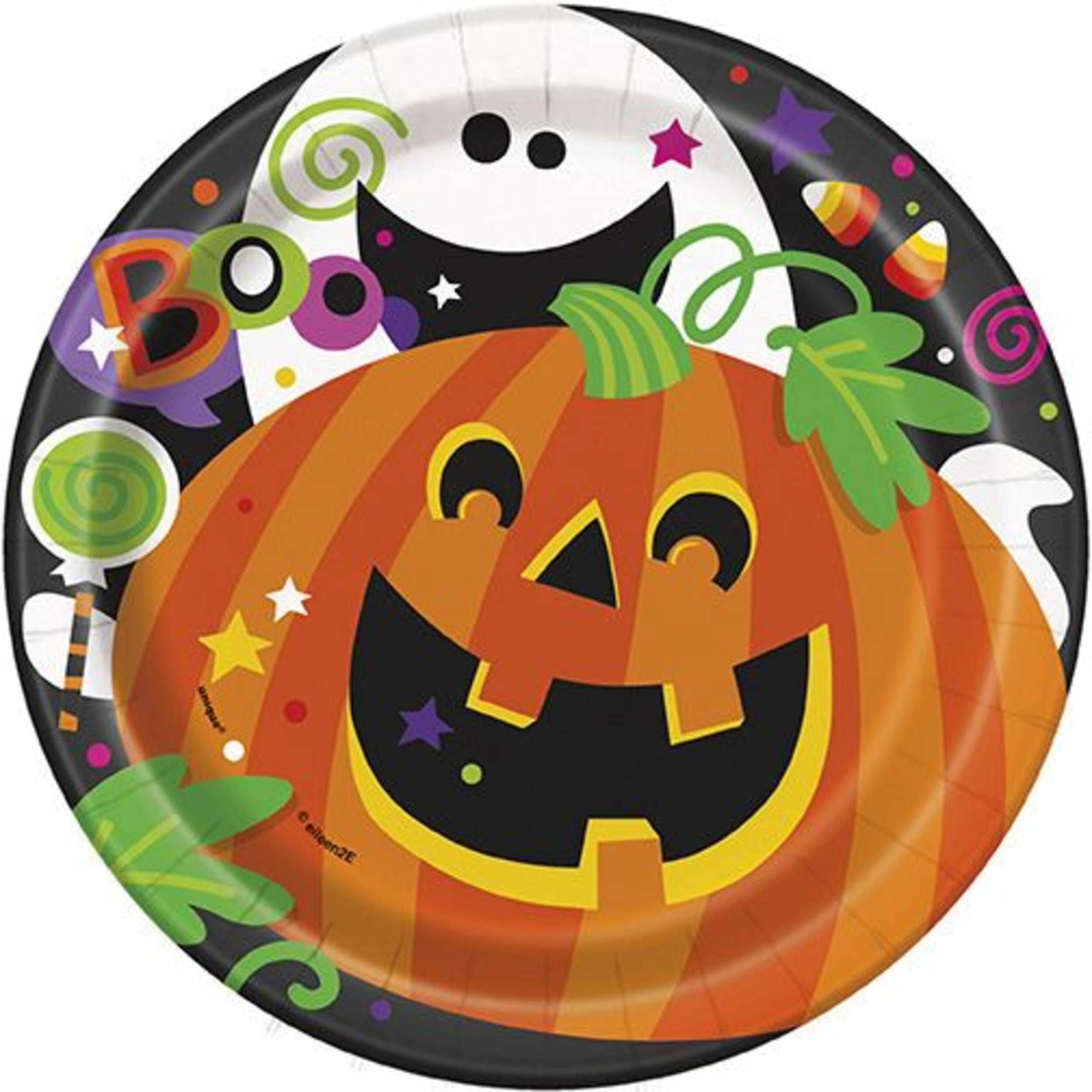 Disposable Halloween Plates, 7-in Overhead_Flat