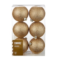 CANVAS Gold Collection Shatterproof Glittering Decoration Ball Christmas Ornament Set, 6-pc
