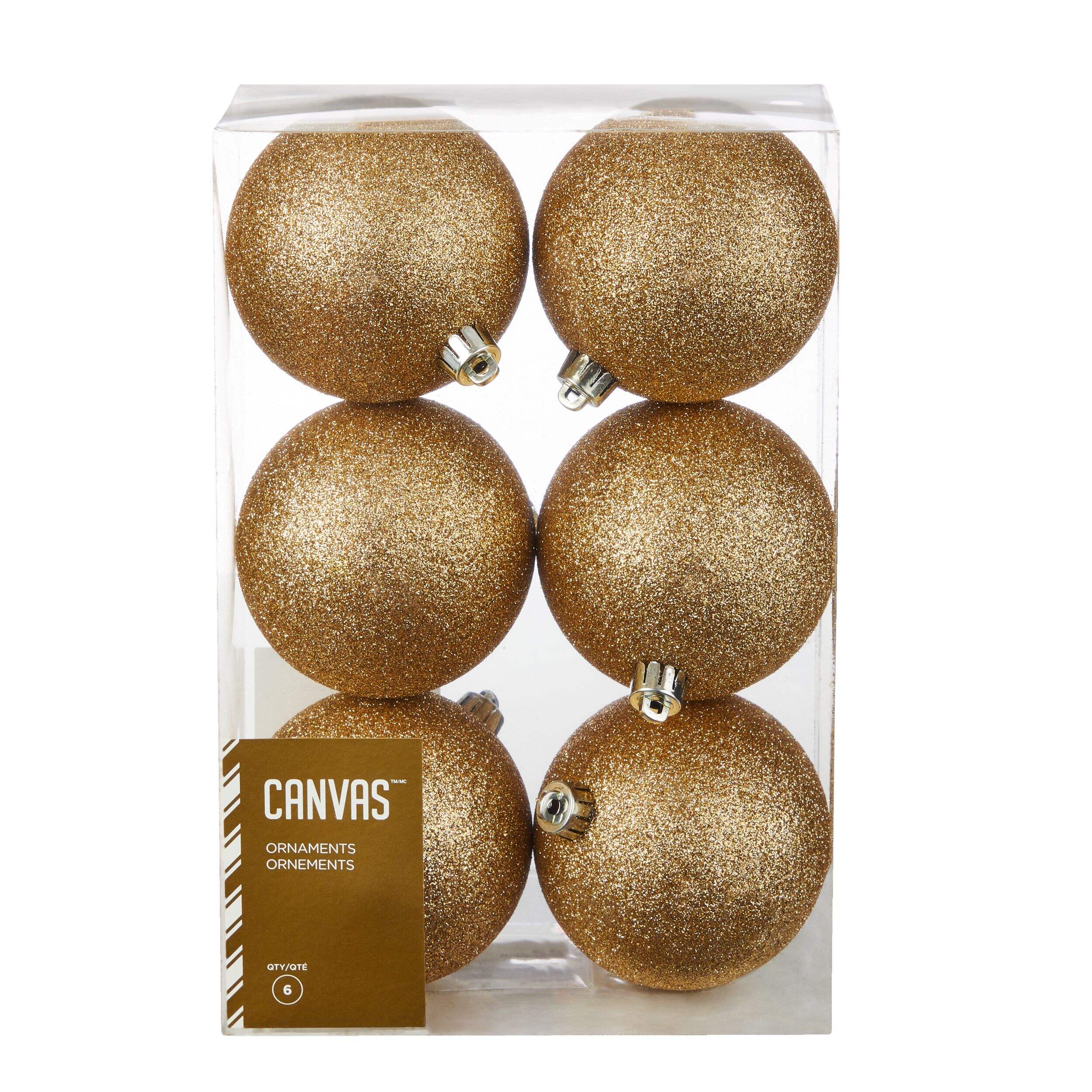 CANVAS Collection Or - Décoration de Noël boules incassables scintillantes, 6 pcs Front_Elevated