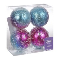 CANVAS Brights Collection Shatterproof Ball Christmas Ornament, Iced Ombre, 100-mm, 4-pk Front_Three_Fourths_Angled_Right