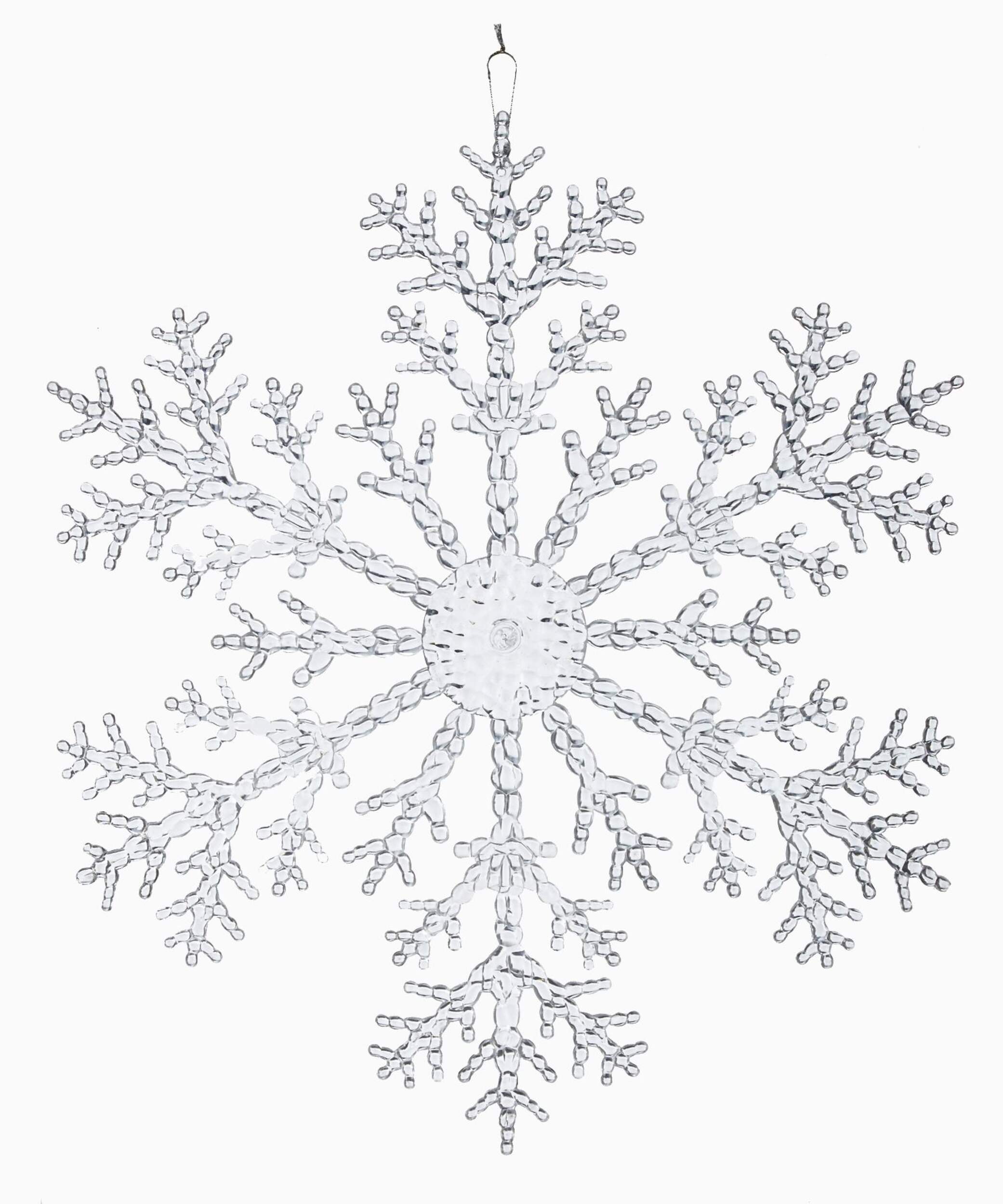 Décoration de Noël flocon de neige en plastique For Living, 12 po Front_Flat