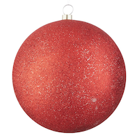 For Living - Boule à paillettes incassable pour la décoration de Noël For Living, grande taille, rouge, 300 mm Front_Flat