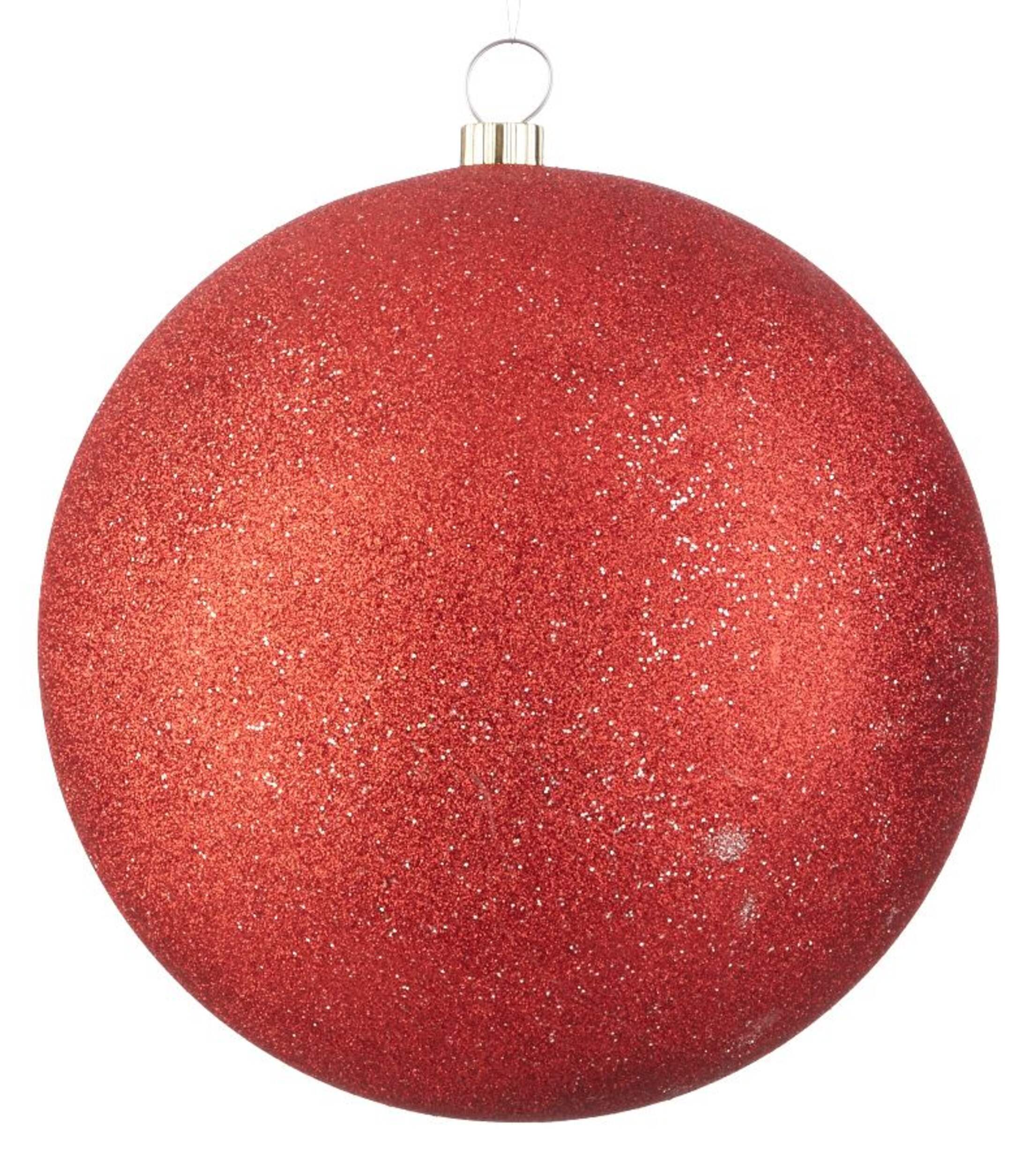 For Living - Boule à paillettes incassable pour la décoration de Noël For Living, grande taille, rouge, 300 mm Front_Flat
