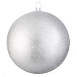 For Living Shatterproof Glittering Ball Christmas Ornament, Large, Silver, 300-mm Front_Flat