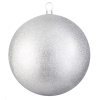 For Living Shatterproof Glittering Ball Christmas Ornament, Large, Silver, 300-mm Front_Flat