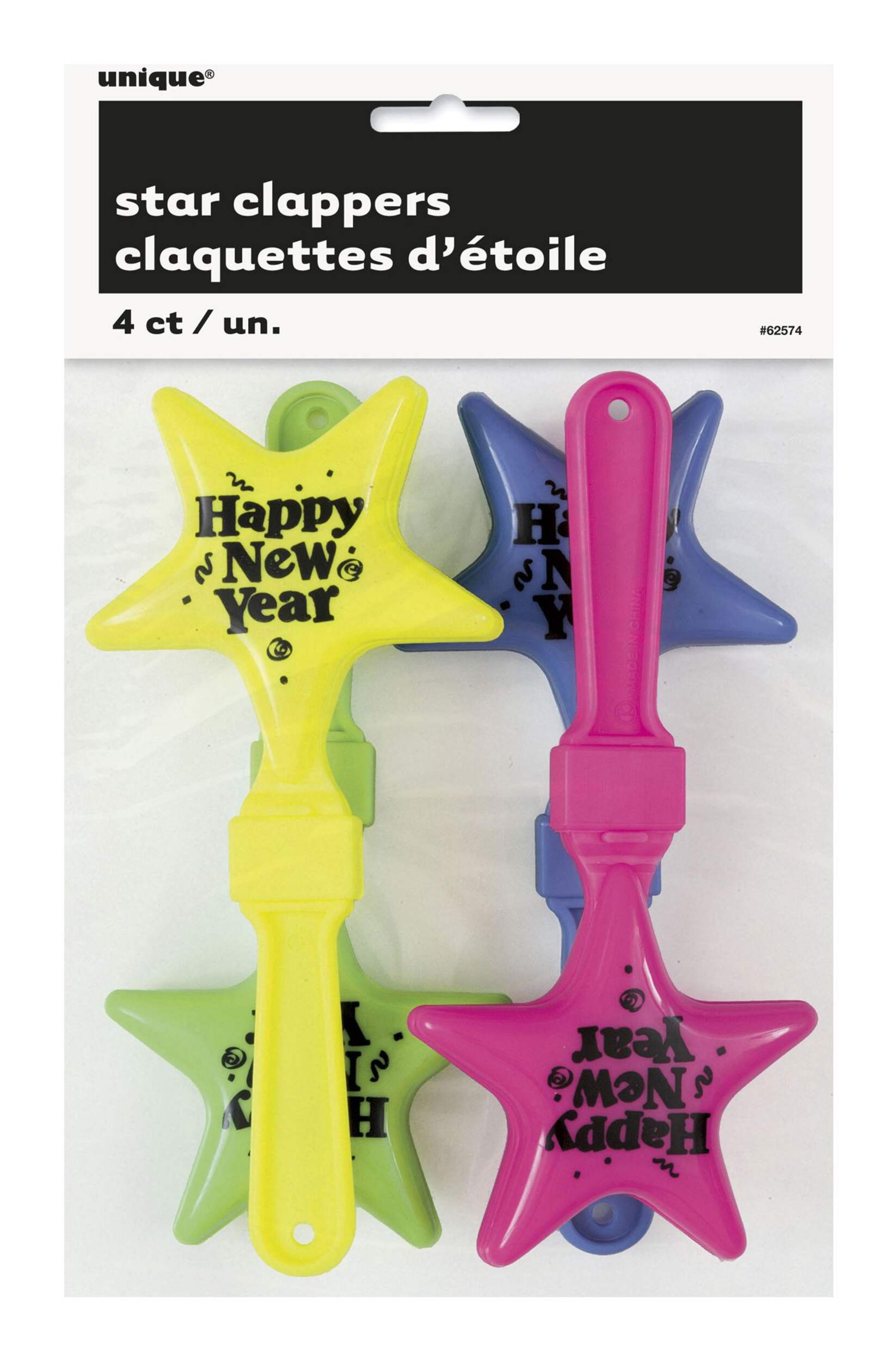 New Year's Eve Star Clappers, 4-pk Front_Flat