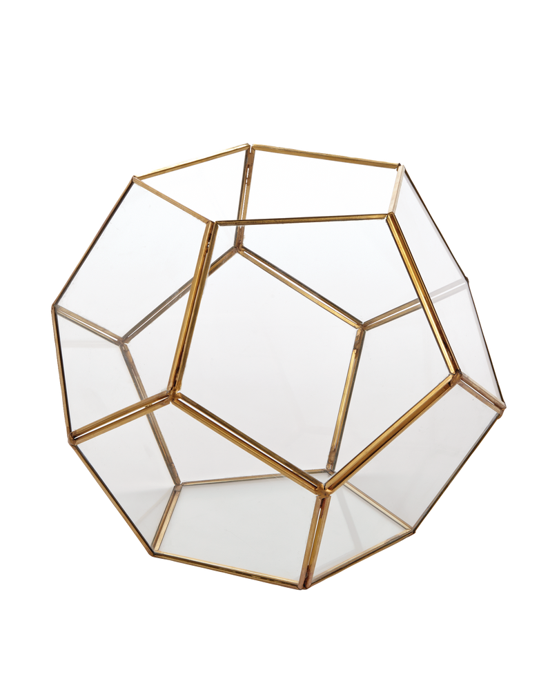 CANVAS Glass Christmas Decoration Pentagon Cube with Gold Trim, 11-in ...