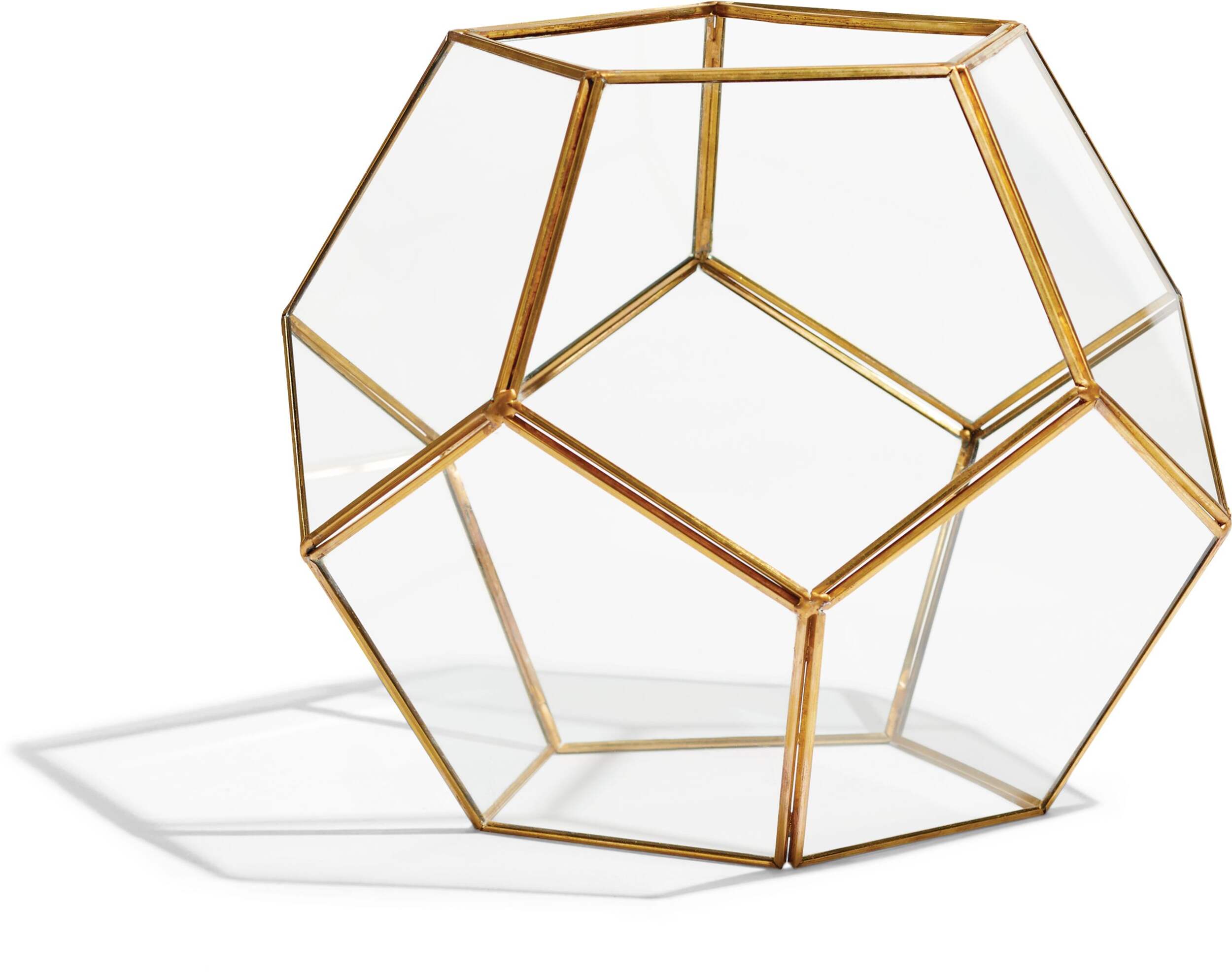 CANVAS Glass Christmas Decoration Pentagon Cube with Gold Trim, 11-in Front_Elevated