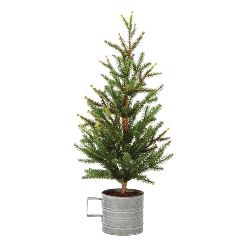 CANVAS Galvanized Christmas Artificial Potted Tree Mug, 24-in ...
