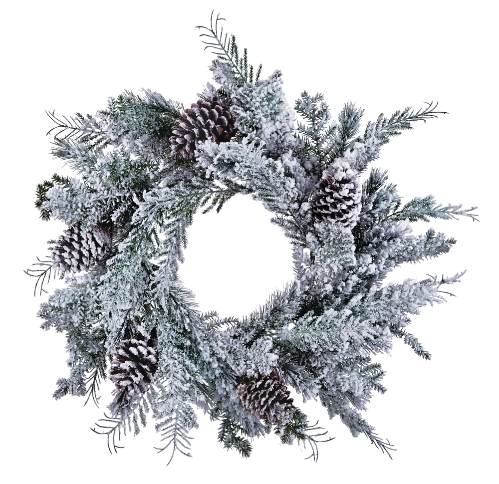 CANVAS Flocked Mixed Greenery Wreath, 24in Canadian Tire