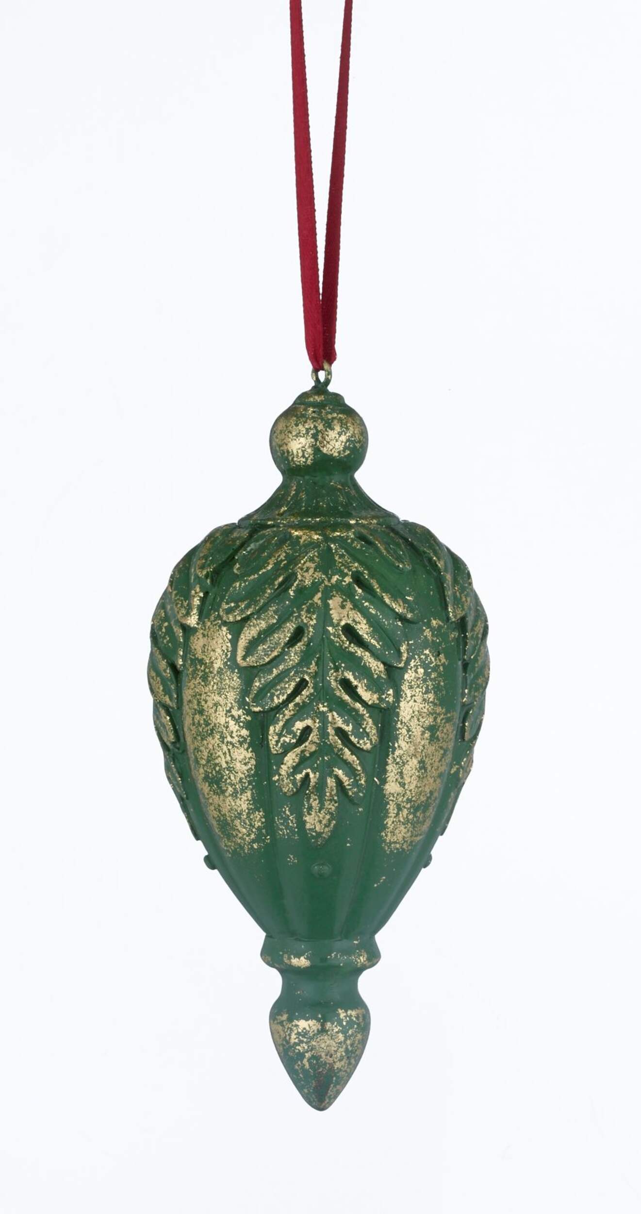 CANVAS Red with Gold Dusted Ornament, Assorted, 5-in Front_Flat