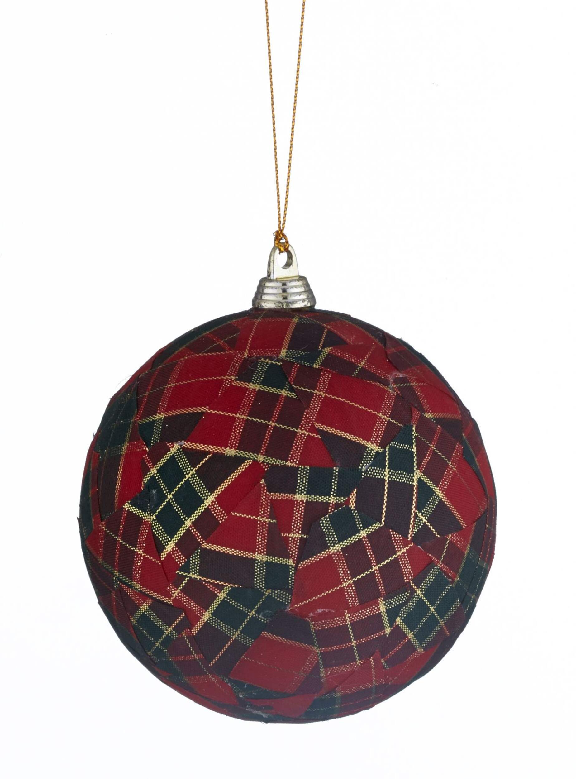 CANVAS Red Tartan Ornament, Assorted, 100-mm Front_Flat