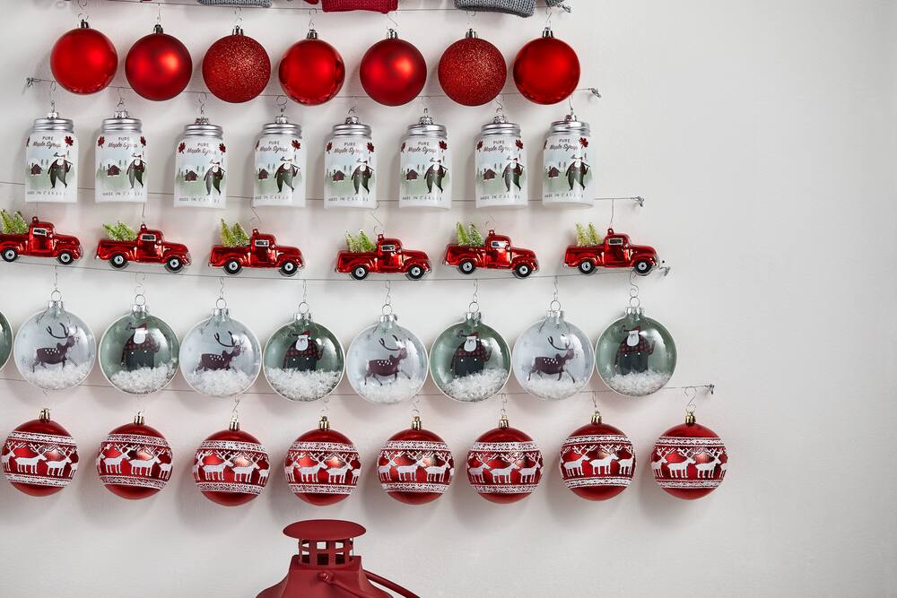 Lot of 8 Red Truck with Bottlebrush Tree Christmas Ornaments New 