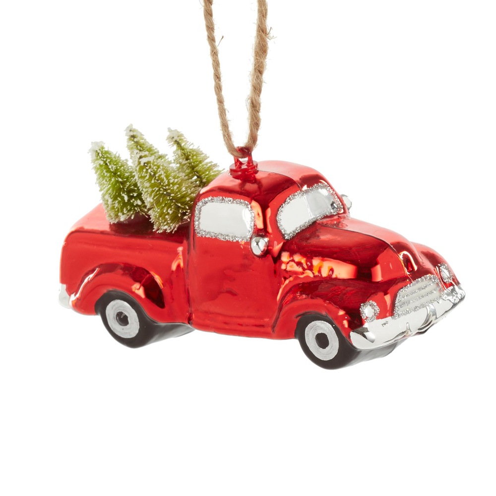 CANVAS Red Collection Truck with Bottlebrush Trees Ornament Canadian Tire