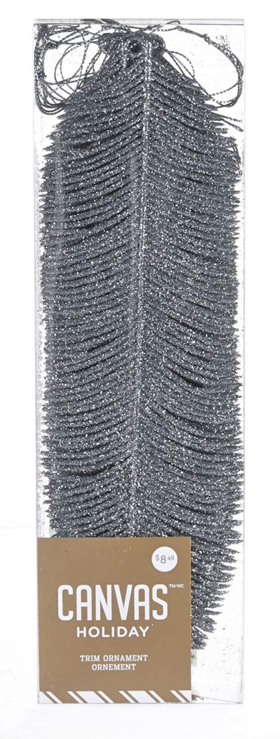 CANVAS Silver Collection Feather Ornaments, 4-pk Front_Flat