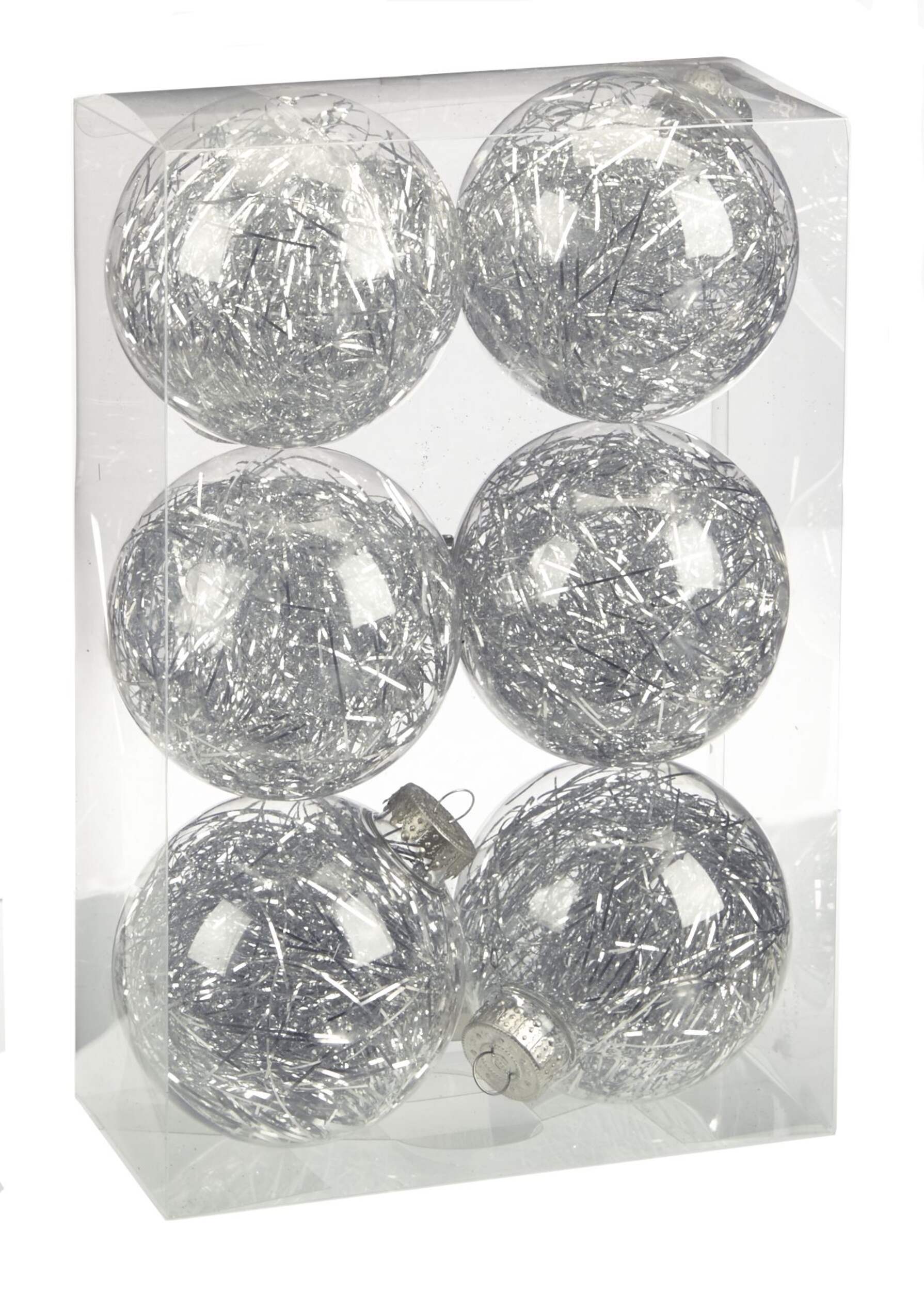 CANVAS Collection Argent - Boules de Noël scintillantes, 100&nbsp;mm, paq. 6 Front_Three_Fourths_Angled_Right