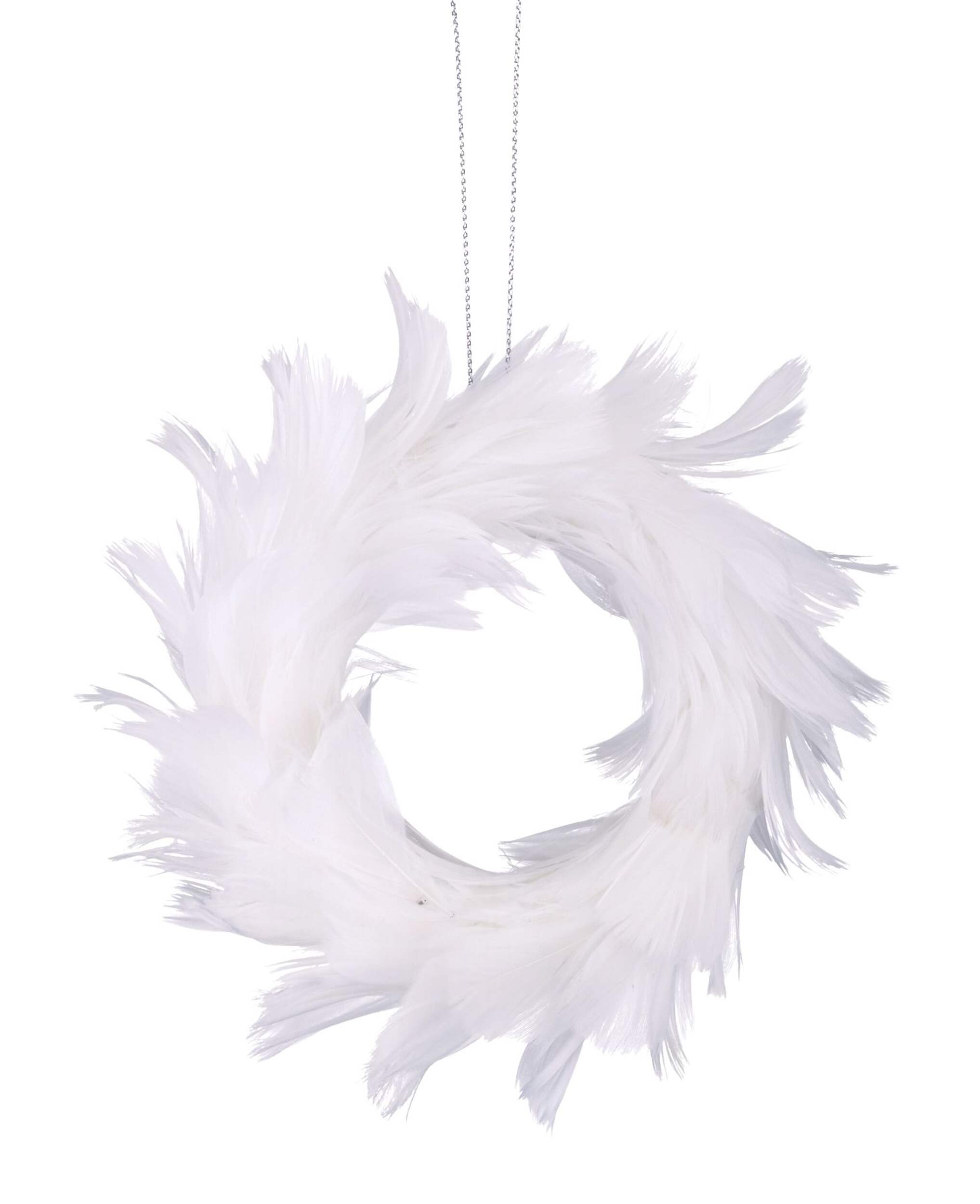 CANVAS Collection Argent - Ornement de Noël  Couronne en plumes, 4-1/2 po Front_Flat