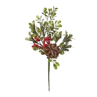 CANVAS Artificial Boxwood Berry & Cedar Pinecone Christmas Pick, Assorted Style, 12-in