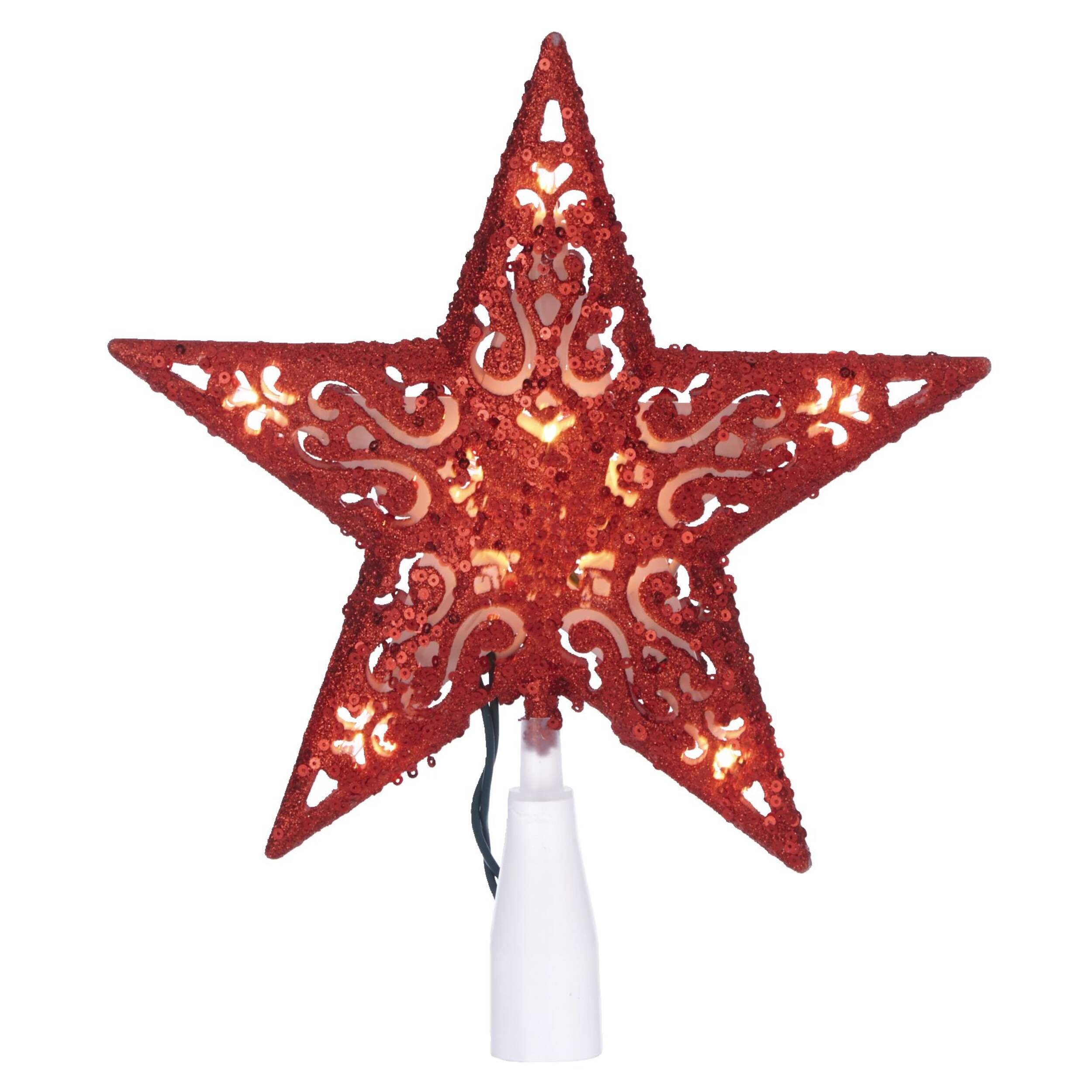 CANVAS Pre-Lit Sequin Star Tree Topper, Assorted Front_Flat