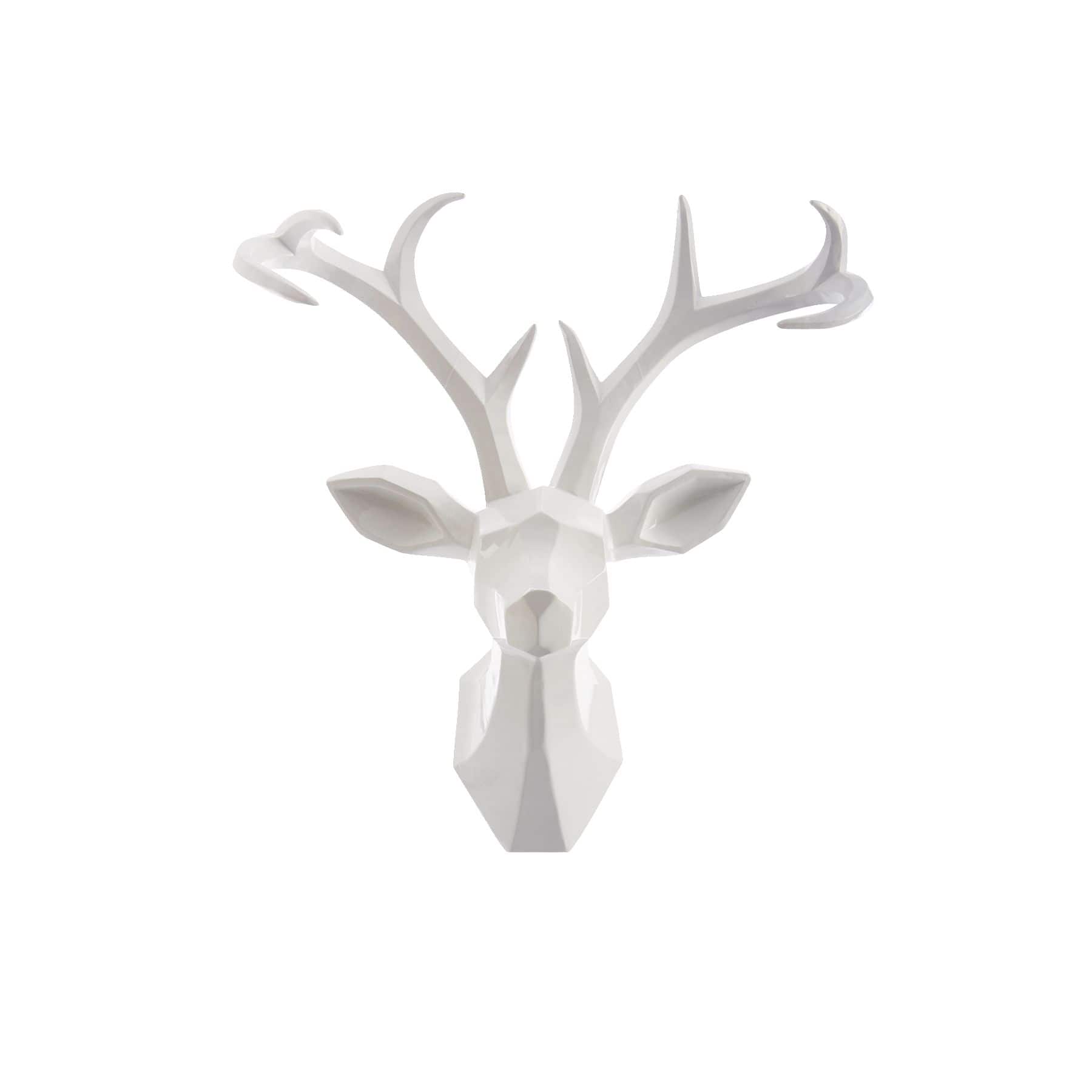 CANVAS Resin Wall Mount Christmas Reindeer Head Décor, White, 22 1/2-in