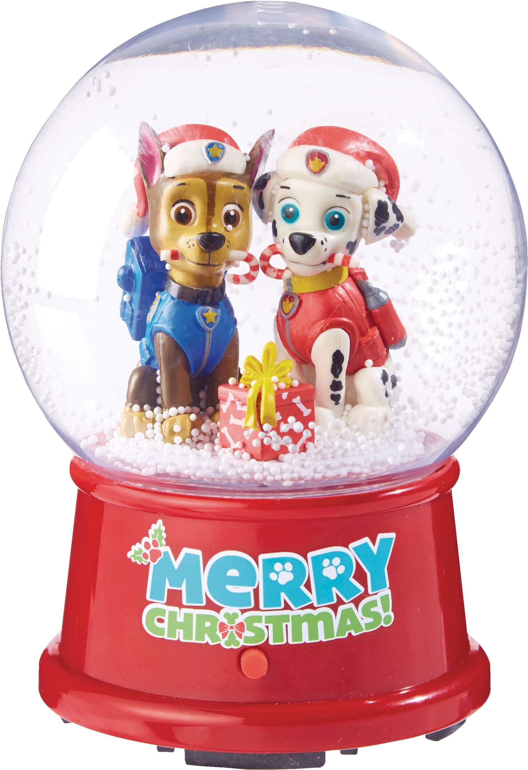 Paw Patrol Musical Christmas Decoration Snow Globe, Plastic, 4-3/4-in Front_Flat