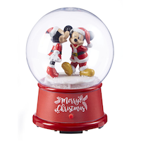 Disney Musical Christmas Decoration, Mickey & Minnie Snow Globe, Plastic, 4-3/4-in