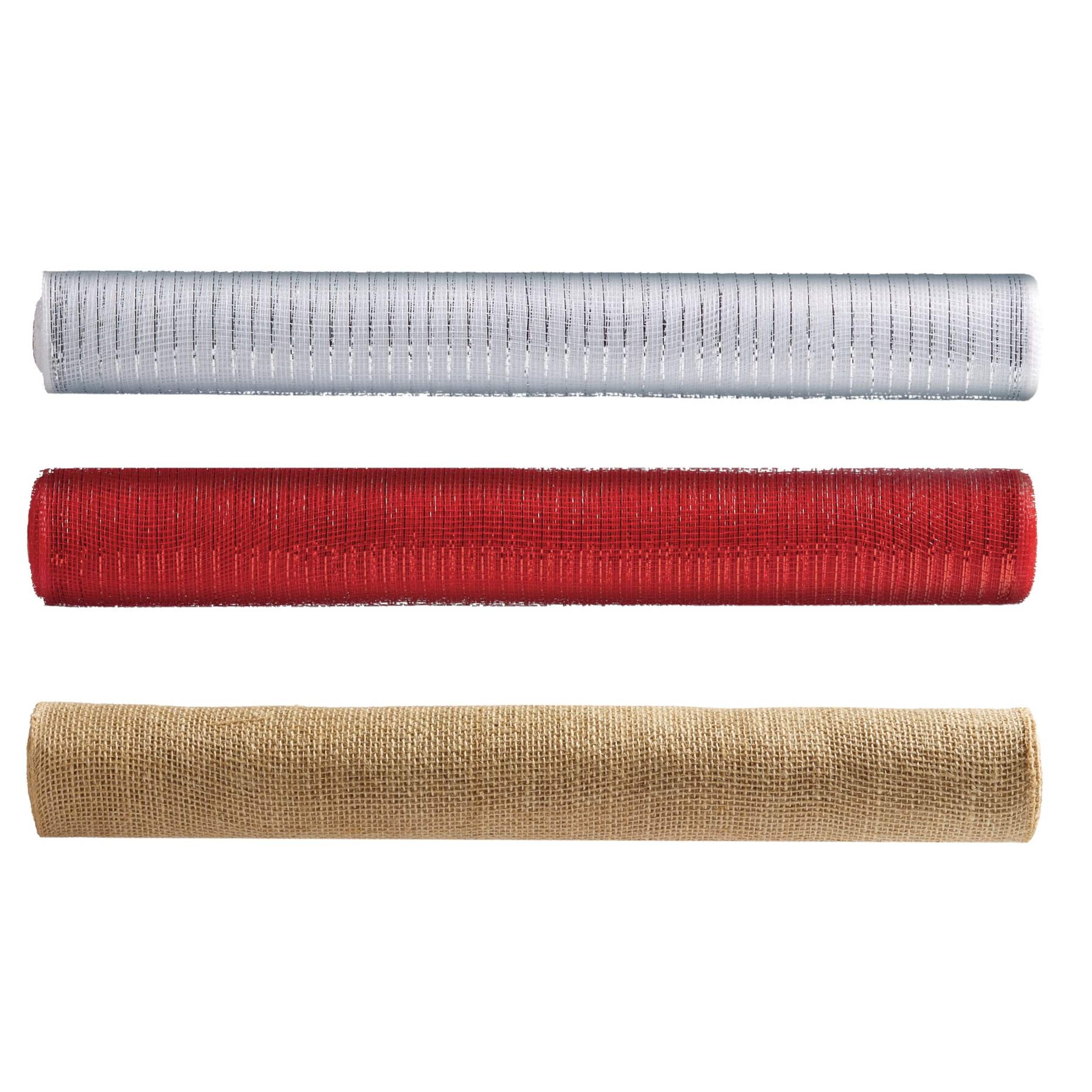 For Living Mesh Sinamay Festive Decoration Ribbons, Multi-Colour, 21 1/4 x 7 9/10-in, 3-pk Overhead_Flat