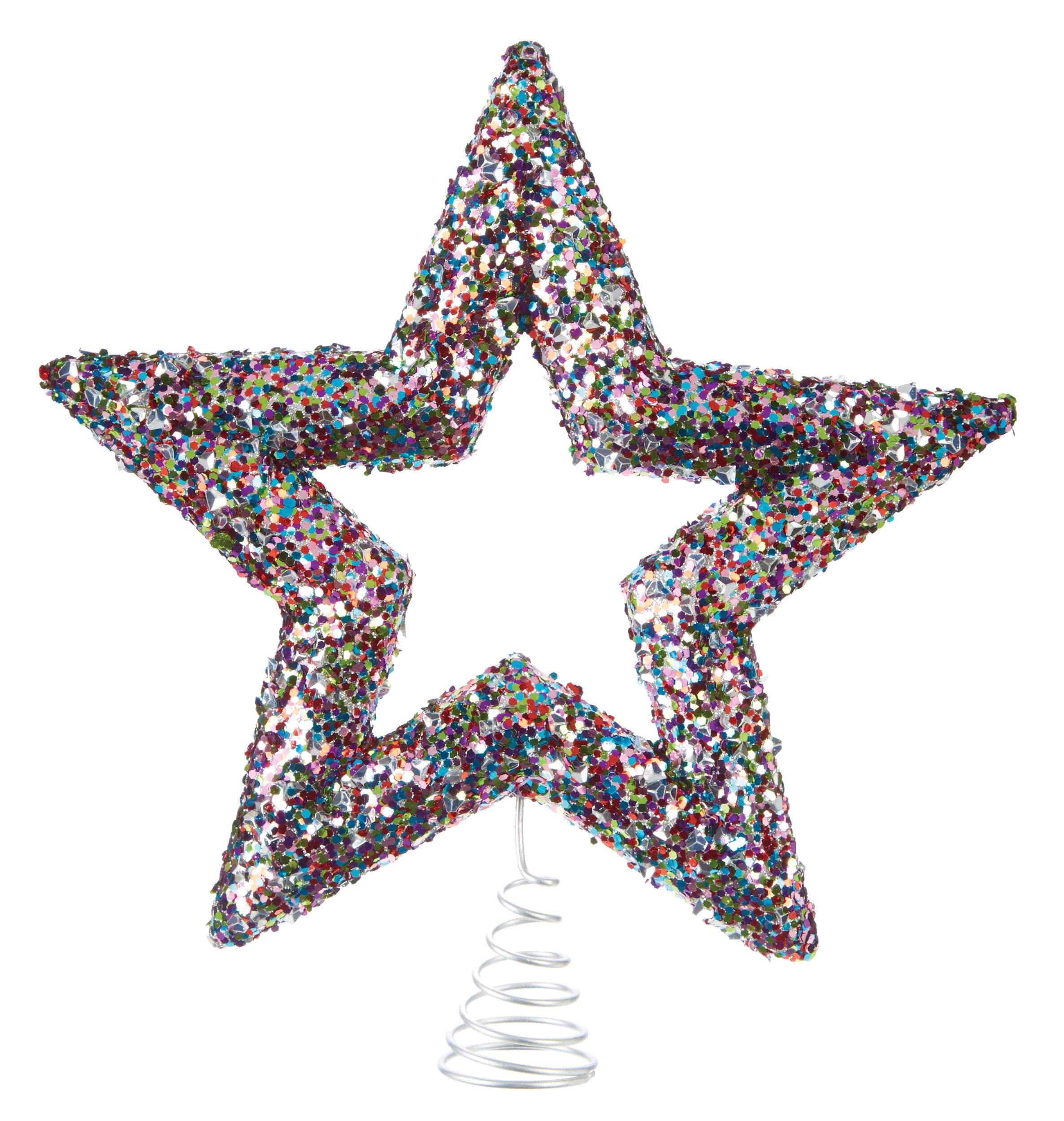 CANVAS Sequin Christmas Decoration Star Tree Topper, Multi-Colour, 12-in Front_Flat