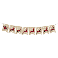 CANVAS Collection Rouge - Guirlande de Noël en toile de jute avec icône à carreaux, 6 pi CloseUp
