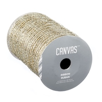 CANVAS Silver Collection Christmas Decoration Expandable Mesh Ribbon, 6-in x 30-ft Front_Three_Fourths_Angled_Right