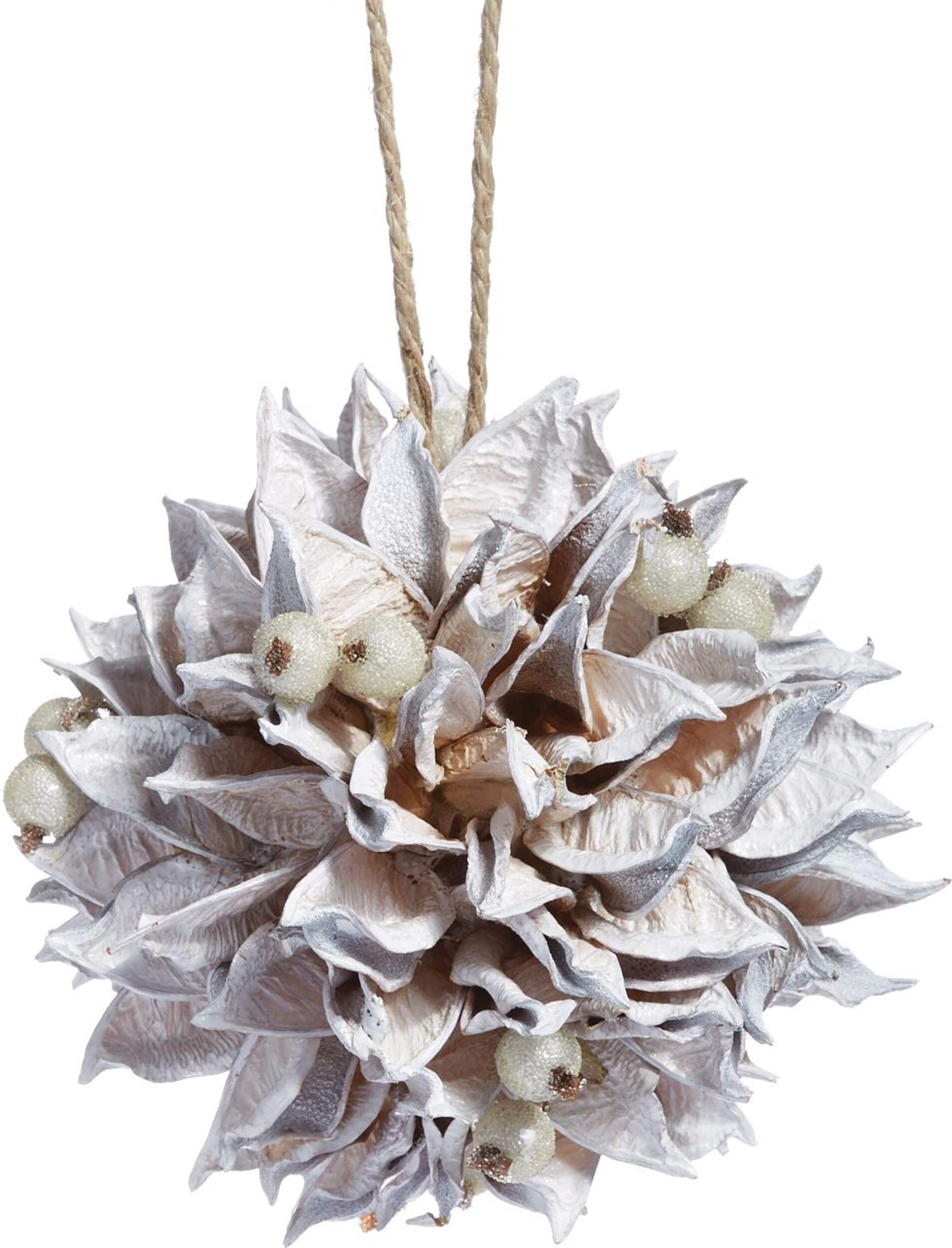 CANVAS Collection Blanche - Boule de Noël à pointes naturelles, 4 po Front_Flat