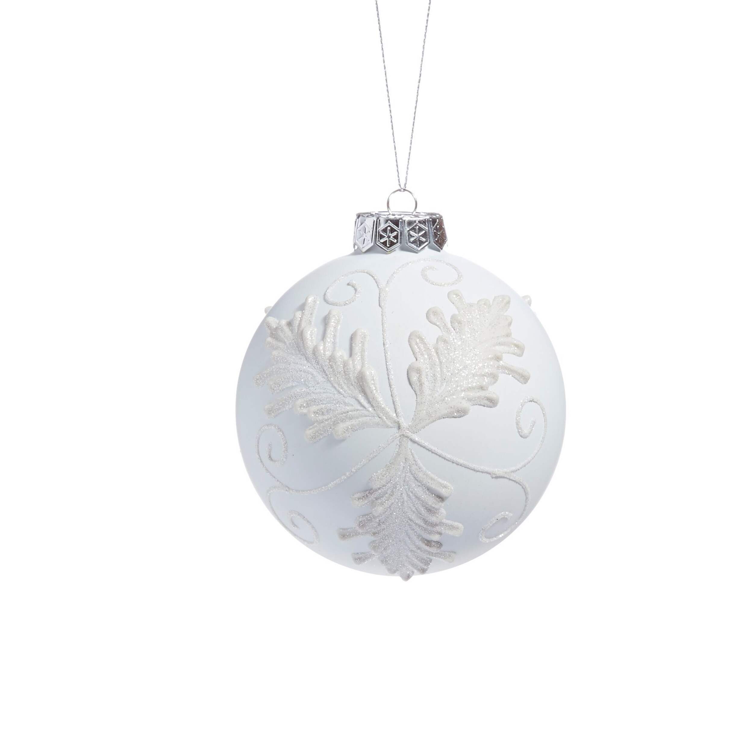 Ornement en verre avec détails scintillants CANVAS Collection, blanc Front_Flat