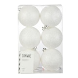 CANVAS White Collection Shatterproof Decoration Christmas Ornament Set, 80-mm, 6-pk Front_Elevated