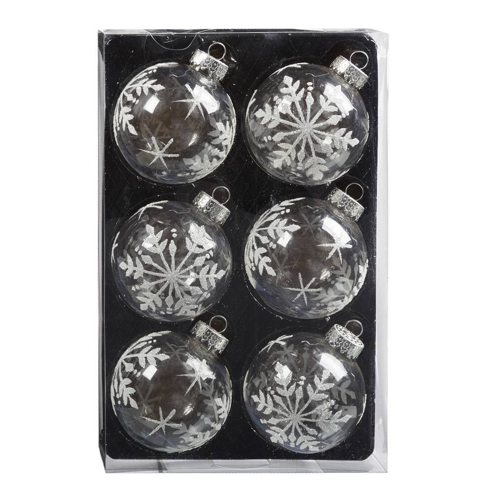 CANVAS White Collection Snowflake Pattern Ball Christmas Ornament Set ...