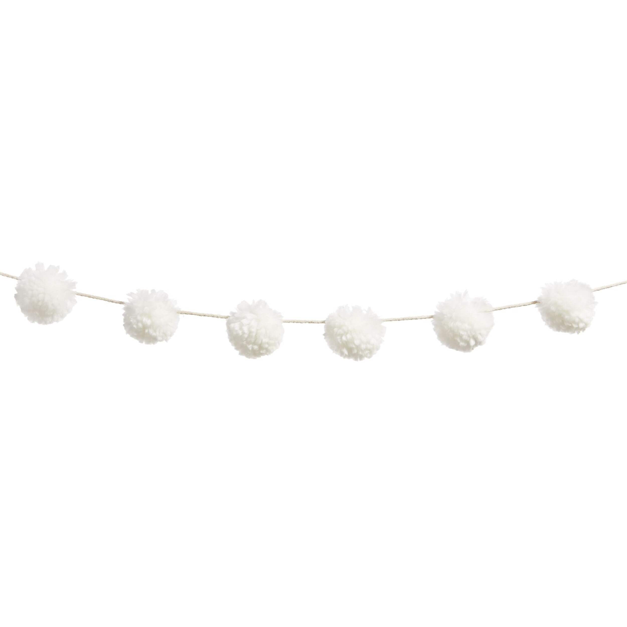 CANVAS White Collection Christmas Decoration POM-POM Garland, 6-ft Front_Flat