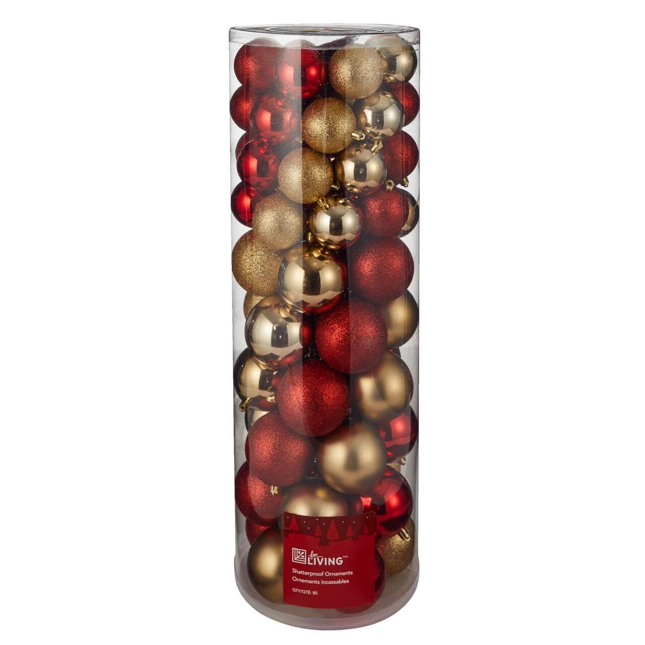 For Living - Boule de Noël incassable, inclus boîte de rangement, couleur  et forme variée, 40 pcs