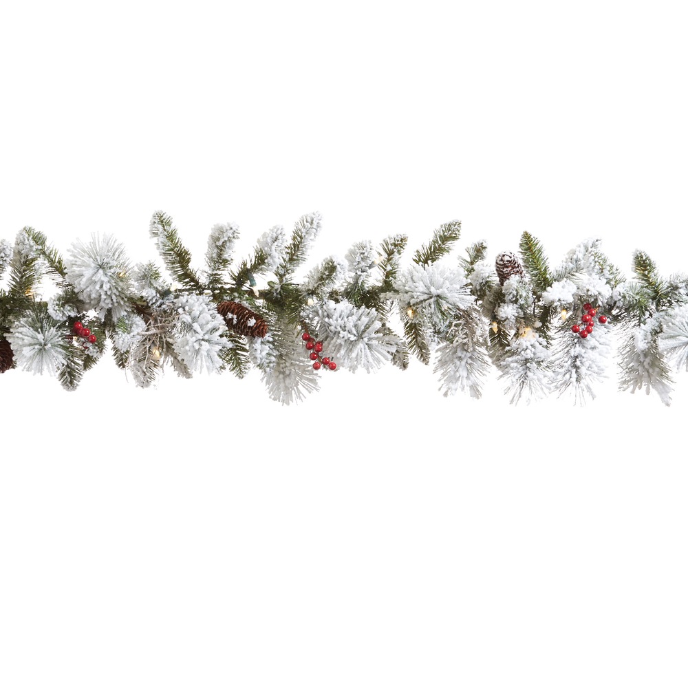 NOMA Prelit Berry Flocked Garland, 9ft Canadian Tire