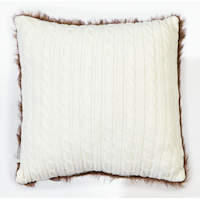 CANVAS Cable Knit Fur Cushion, Assorted Front_Flat