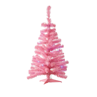 NOMA Pre-Lit LED Christmas Indoor Decoration Artificial Tabletop Tree, Pink, 3-ft Front_Flat