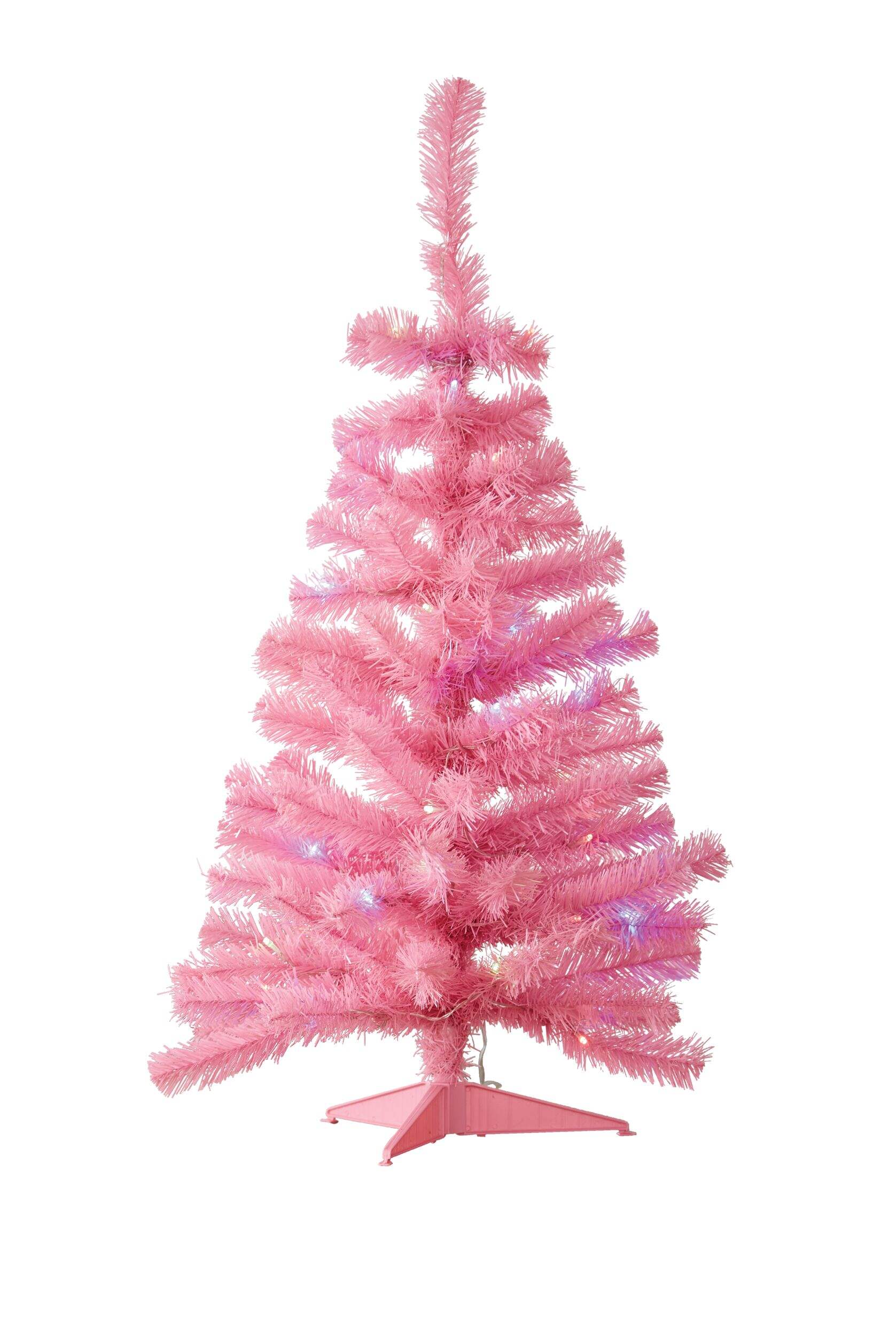 NOMA Pre-Lit LED Christmas Indoor Decoration Artificial Tabletop Tree, Pink, 3-ft Front_Flat