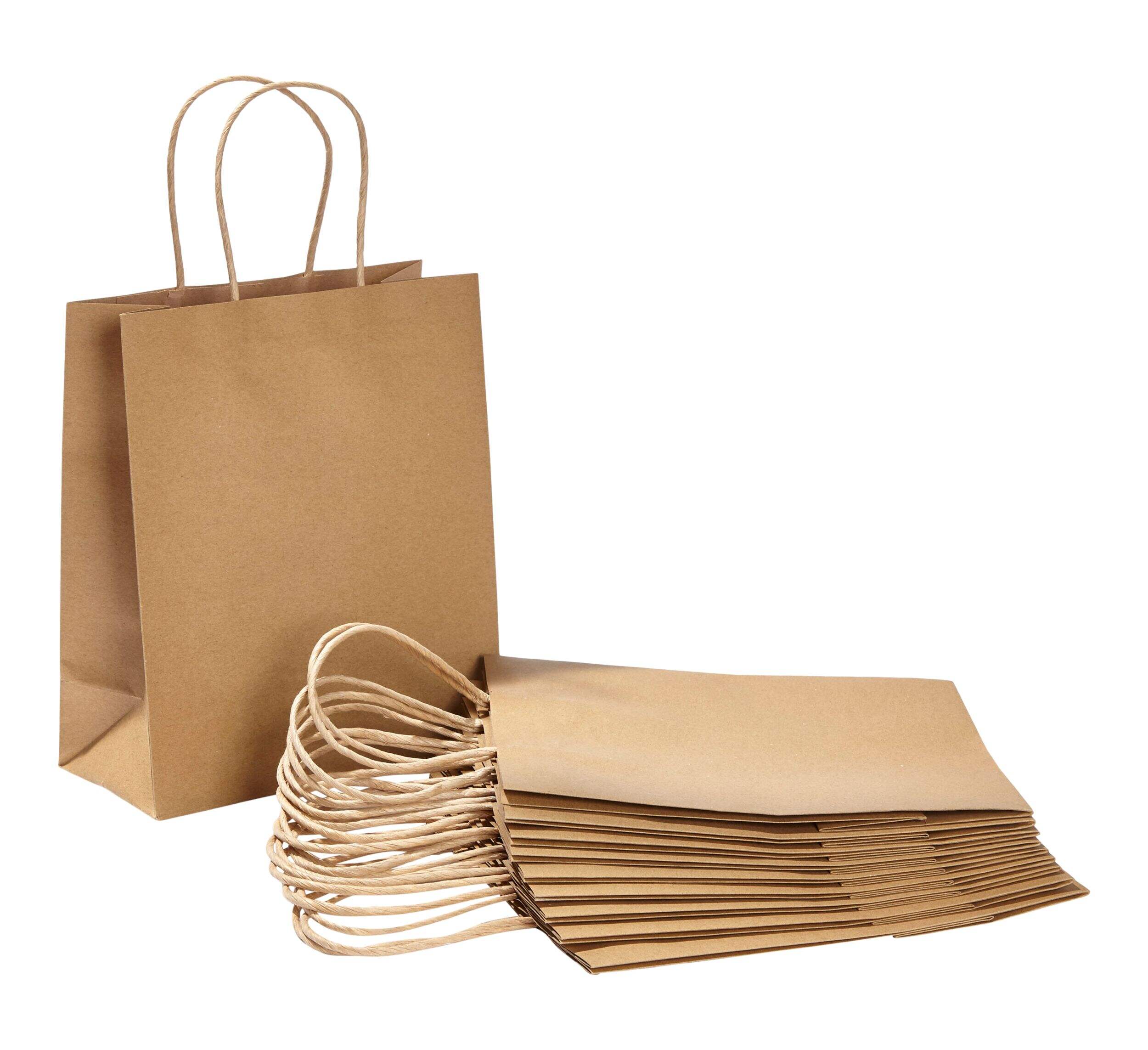 For Living Kraft Paper Decoration Carry Gift Bags, 8 1/4 x 9 3/4 x 4-in, 10-pk Composite_or_Mixed
