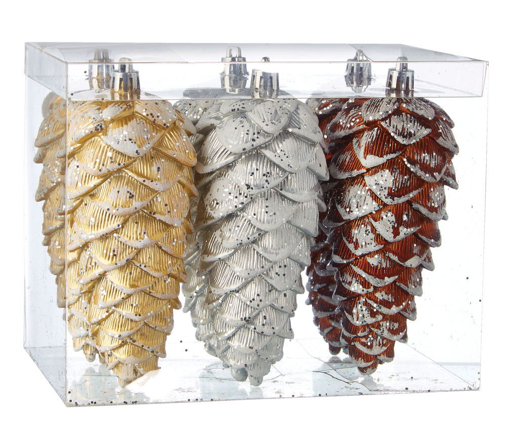 CANVAS Enchanted Collection Decoration Pinecone Christmas Ornament Set