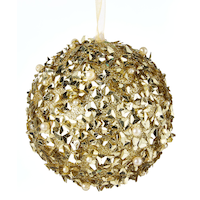 CANVAS Gold Collection Sequin Glittering Decoration Ball Christmas Ornament, 100-mm
