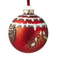 CANVAS Red Collection Snow Pinecone Ornament, Assorted Front_Flat